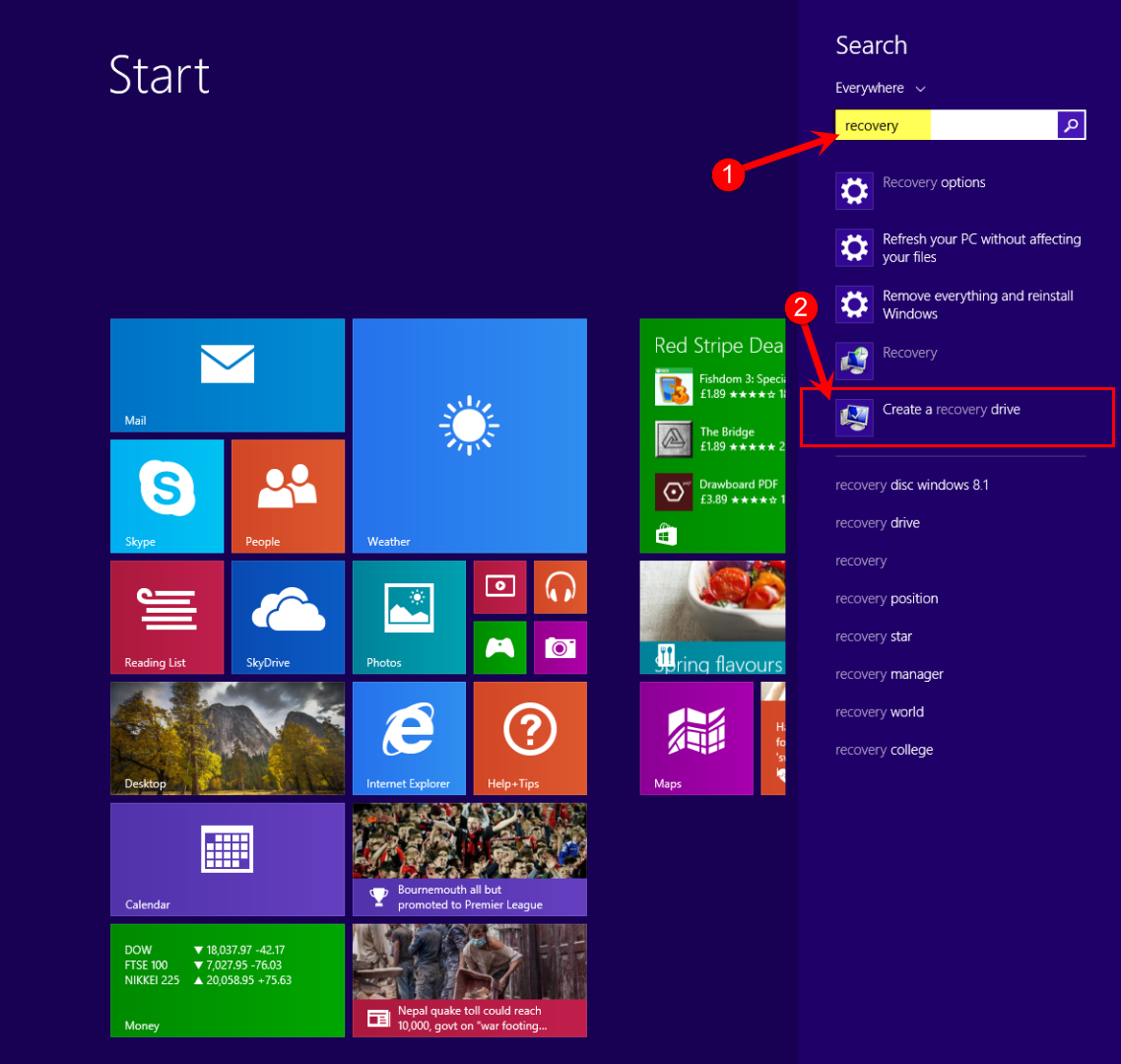 Create a USB Recovery Drive in Windows 8.1