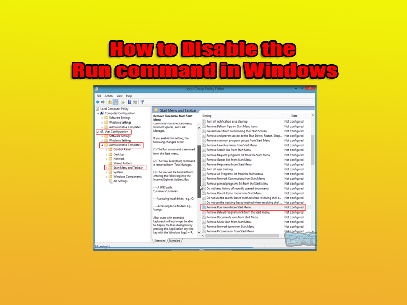 How to Disable the Run command in Windows
