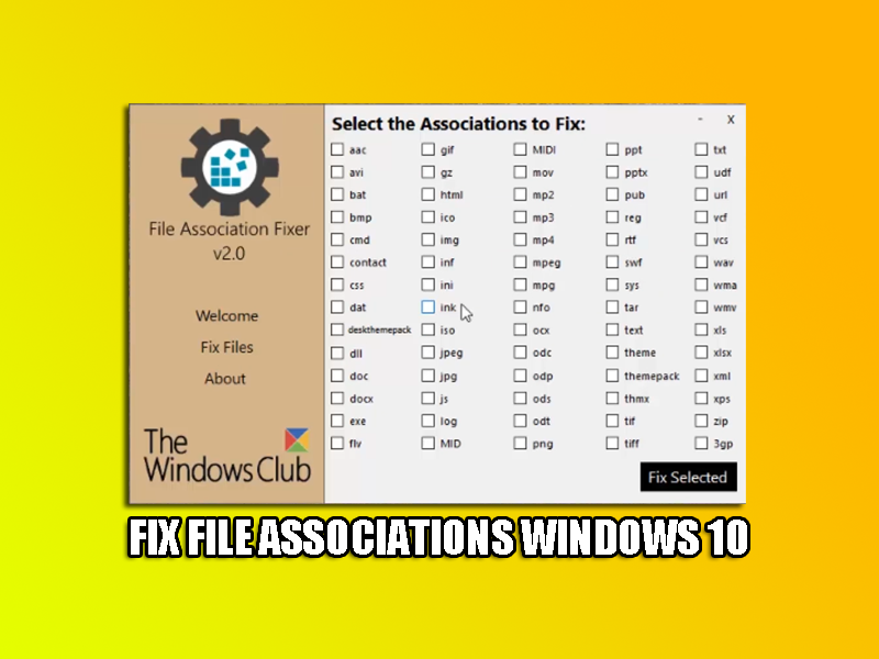 Fix File Associations Windows 10