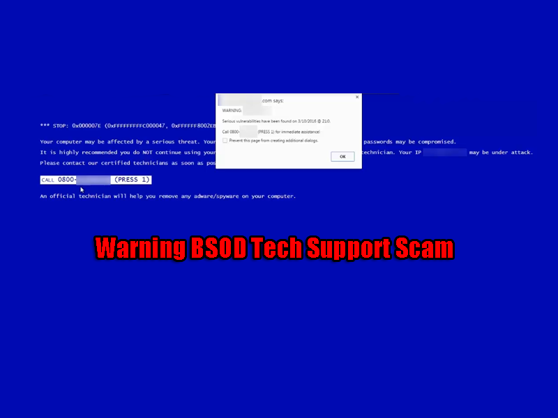 Warning BSOD Tech Support Scam