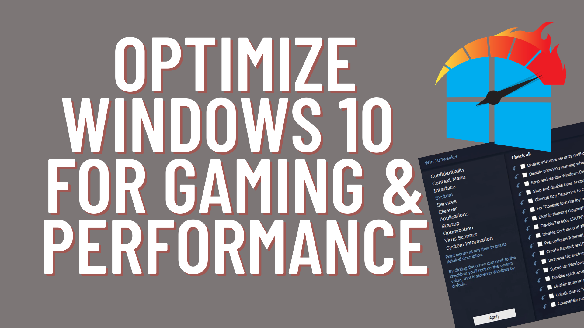 optimize pc for gaming windows 10 software
